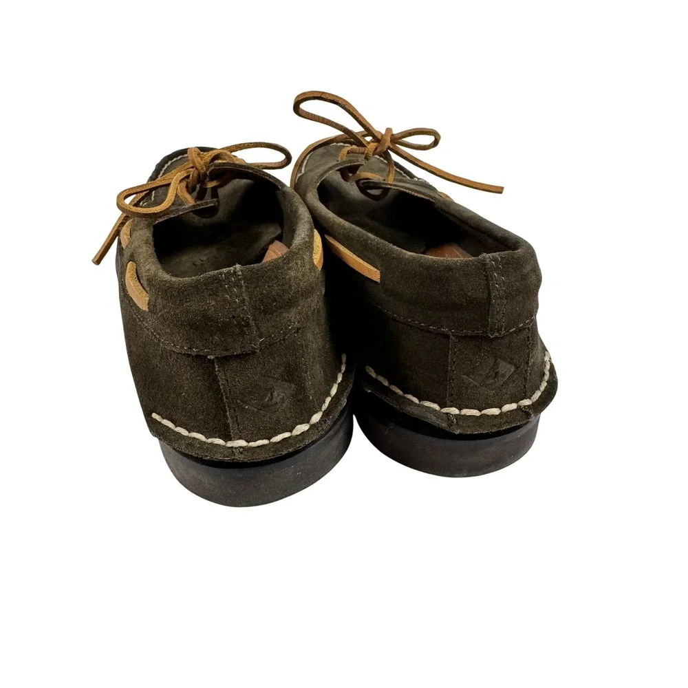 Sperry Top-Sider Authentic Original 2-Eye Ripple Olive Green Suede Boat Shoes 9